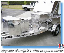 Seafood steamer mounted next to trailer grill