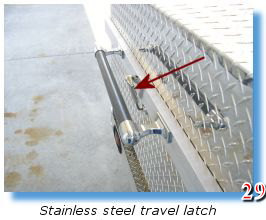 Stainlesss steel travel latch secures trailer grill