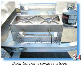Dual burner stainless stove of trailer grill