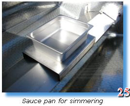 Stainless steel sauce pan included in trailer grill