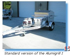 Deluxe trailer-mounted grill for barbecues