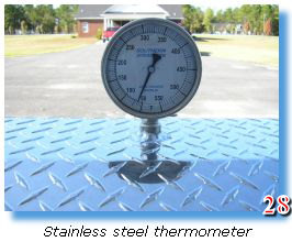 Stainless steel thermometer mounted on trailer grill